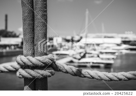 Blocks and rigging at the old sailboat, close-up Blocks and rigging at the old sailboat, close-up 20425622