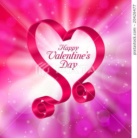 Looping Pink Ribbon in Form Heart for Happy 20426477