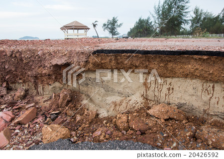 Crack of asphalt road after storm Crack of asphalt road after storm 20426592
