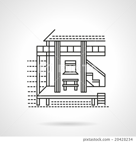 Beach bungalow flat line vector icon 20428234