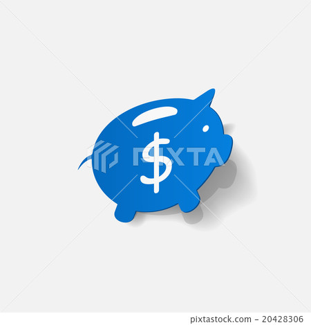 Paper clipped sticker: Piggy bank Paper clipped sticker: Piggy bank 20428306