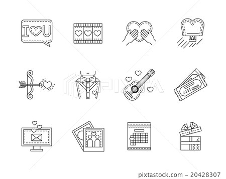 Love flat line vector icons collection Love flat line vector icons collection 20428307
