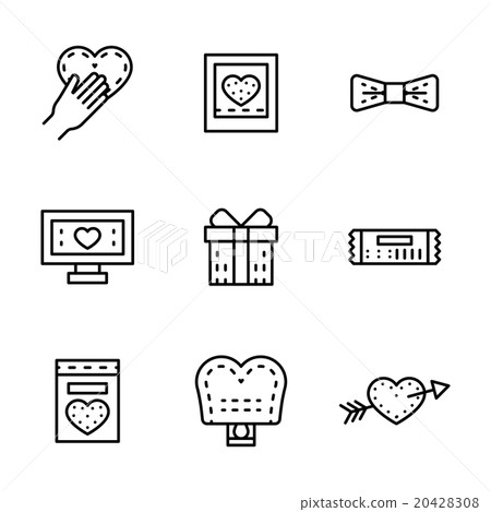 Black line wedding vector icons set Black line wedding vector icons set 20428308