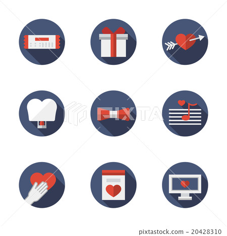 Flat blue round love relationships vector icons Flat blue round love relationships vector icons 20428310