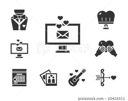 Romance dating black vector icons set Romance dating black vector icons set 20428311