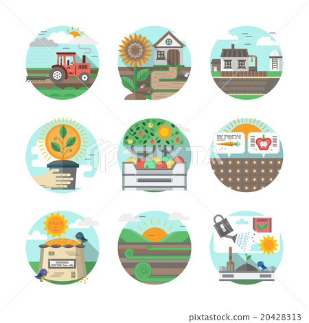 Farming flat color vector icons set Farming flat color vector icons set 20428313