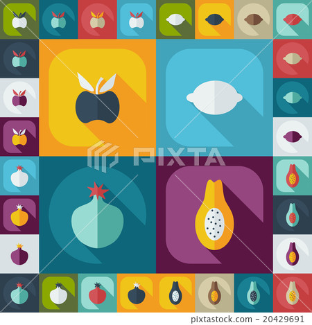 Flat concept, set modern design with shadow fruit Flat concept, set modern design with shadow fruit 20429691