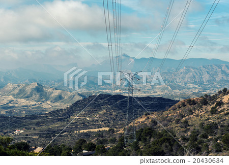 Power transmission line and mountains  20430684