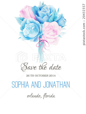 Wedding invitation watercolor with flowers.  20431557