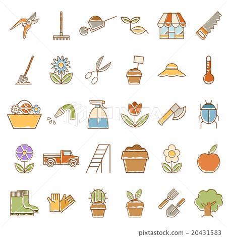 Set of garden plant icons with colours 20431583