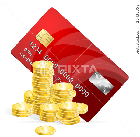Vector Plastic card and coins Vector Plastic card and coins 20432358