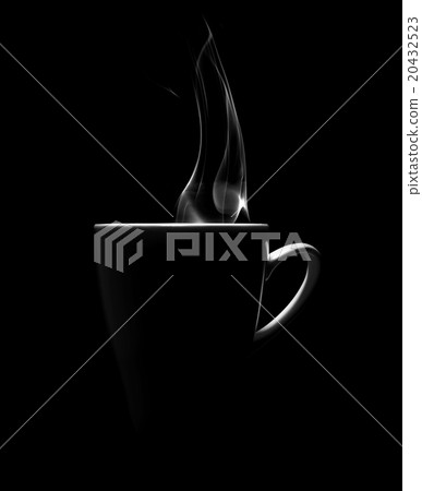 coffee cup on a black background with steam 20432523