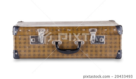 Checkered suitcase lying 20433493
