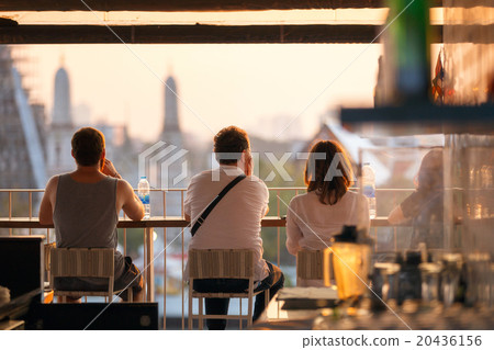 Travelers enjoying take look at view sunset time. 20436156