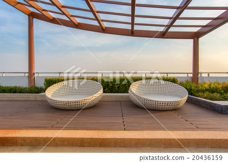 Relax corner on condominium rooftop garden  20436159