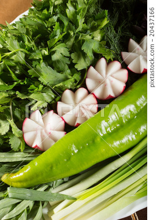 All fresh vegetables in a large set of laid on the All fresh vegetables in a large set of laid on the 20437166