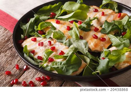 Chicken salad with arugula and pomegranate closeup 20438868