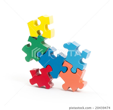 Closeup of big jigsaw puzzle pieces 20439474