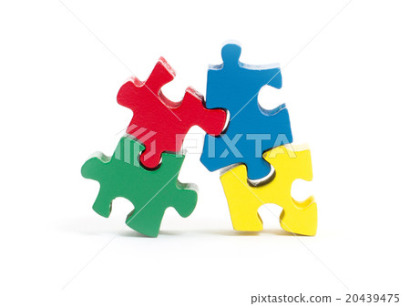 Closeup of big jigsaw puzzle pieces Closeup of big jigsaw puzzle pieces 20439475