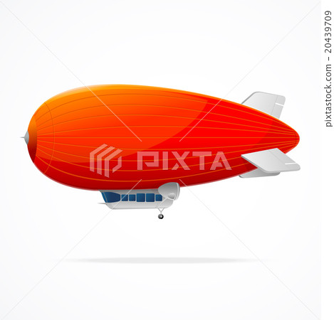 Red dirigible balloon on a white background. Red dirigible balloon on a white background. 20439709