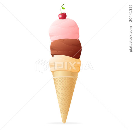 Vector ice cream, cones plus additional scoops Vector ice cream, cones plus additional scoops 20441533