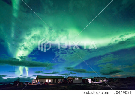 Aurora borealis above a cabin Aurora borealis above a cabin 20449051