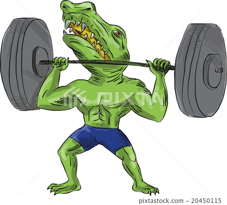 Sobek Weightlifter Lifting Barbell Caricature Sobek Weightlifter Lifting Barbell Caricature 20450115