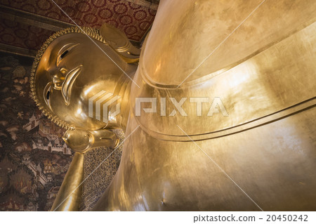 Reclining gold Buddha. Wat Pho, Bangkok, Thailand Reclining gold Buddha. Wat Pho, Bangkok, Thailand 20450242