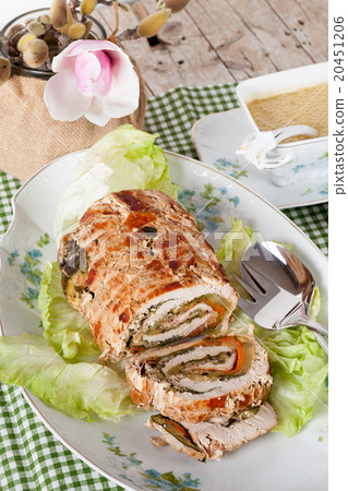Turkey Roll On Plate With Lettuce 20451206