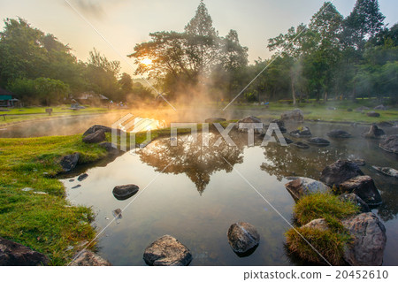 Environment hot spring in sunrise time Environment hot spring in sunrise time 20452610