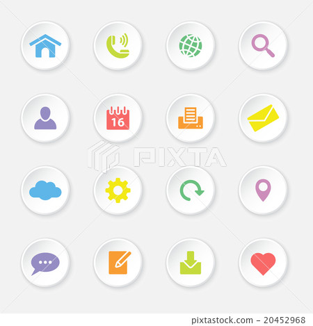 colorful web icon set 1 on white circle button 20452968
