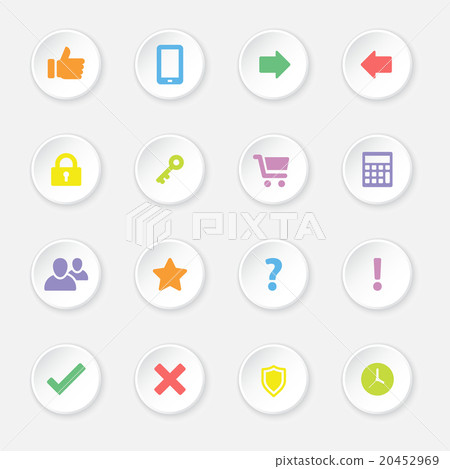 colorful web icon set 2 on white circle button 20452969