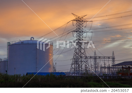 Modern power plant and high voltage pole  20453057