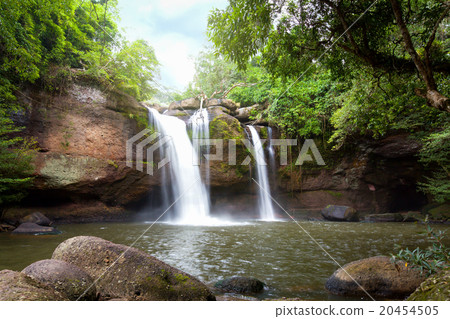 Natural water fall flare in the forest mountain. 20454505