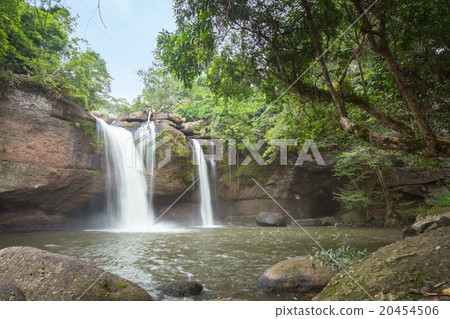 Natural water fall flare in the forest mountain. 20454506