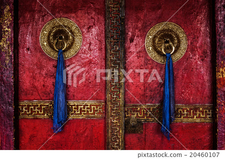 Door of Spituk monastery. Ladakh, India 20460107