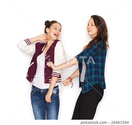happy smiling pretty teenage girls dancing 20461504