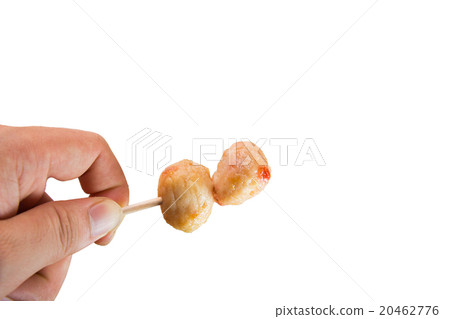 Close up hand holding meat ball 20462776