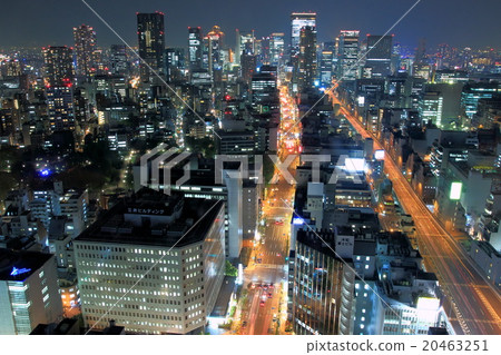 Osaka night view Umeda building town 20463251