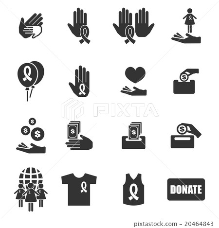 Breast cancer awareness ribbon icon sets 20464843