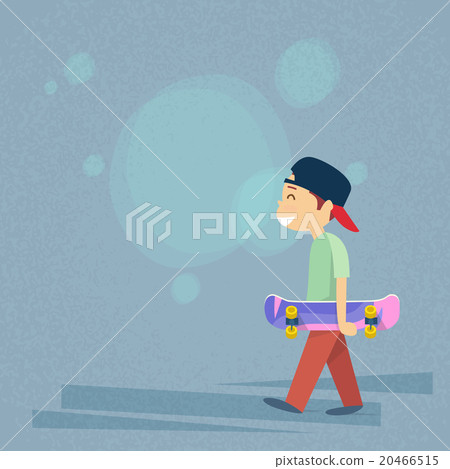Little Boy Holding Skateboard Flat Little Boy Holding Skateboard Flat 20466515