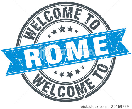 welcome to Rome blue round vintage stamp-插圖素材 [20469789] - PIXTA圖庫
