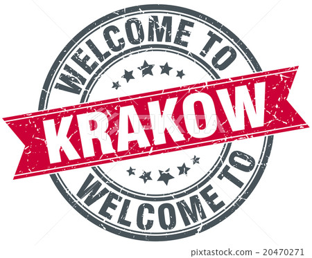 welcome to Krakow red round vintage stamp welcome to Krakow red round vintage stamp 20470271