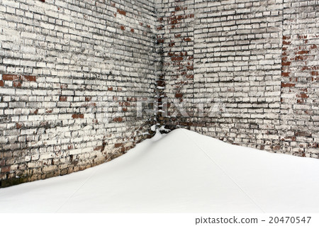 Old brick wall and snow. 20470547