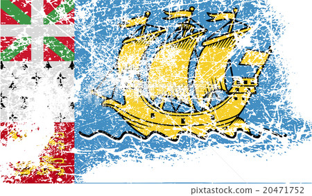 Flag of Saint Pierre and Miquelon, France with old Flag of Saint Pierre and Miquelon, France with old 20471752