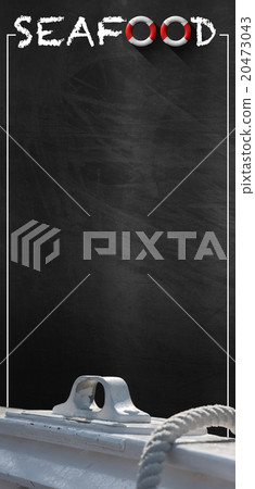 Seafood Menu - Blackboard with Fishing Boat 20473043