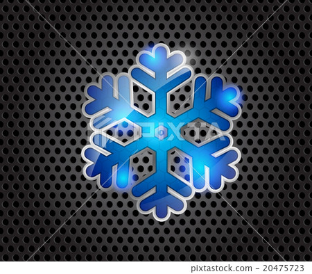 Blue Glossy Snow Flake on Dark Gray Background 20475723
