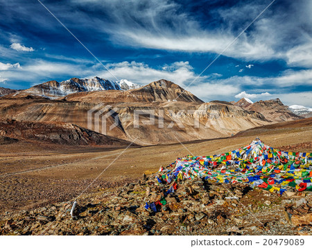 Buddhist prayer flags in Himalayas Buddhist prayer flags in Himalayas 20479089