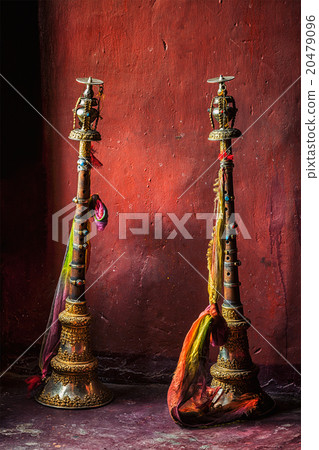 Buddhist prayer horns in Tibetan monastery 20479096