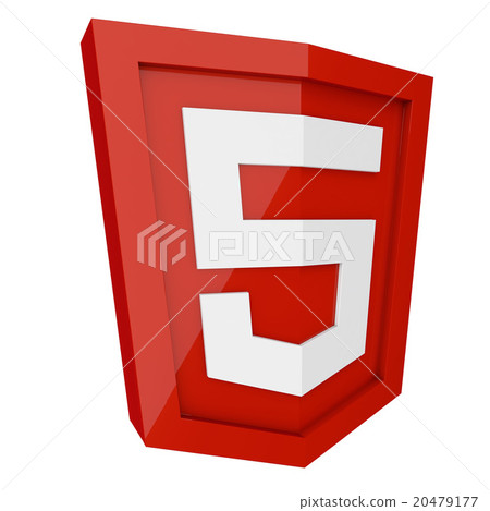 HTML 5 3D red sign isolated on white background. 20479177